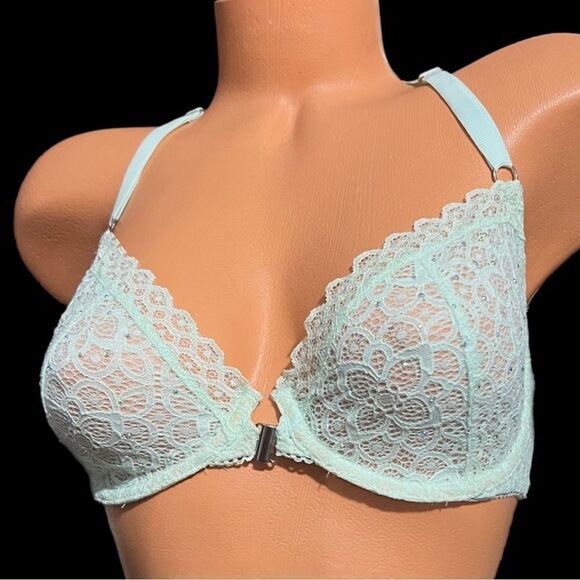 Victorias Secret Dream Angels Unlined Demi Rhinestone Embellished Lace bra mint - Picture 4 of 6